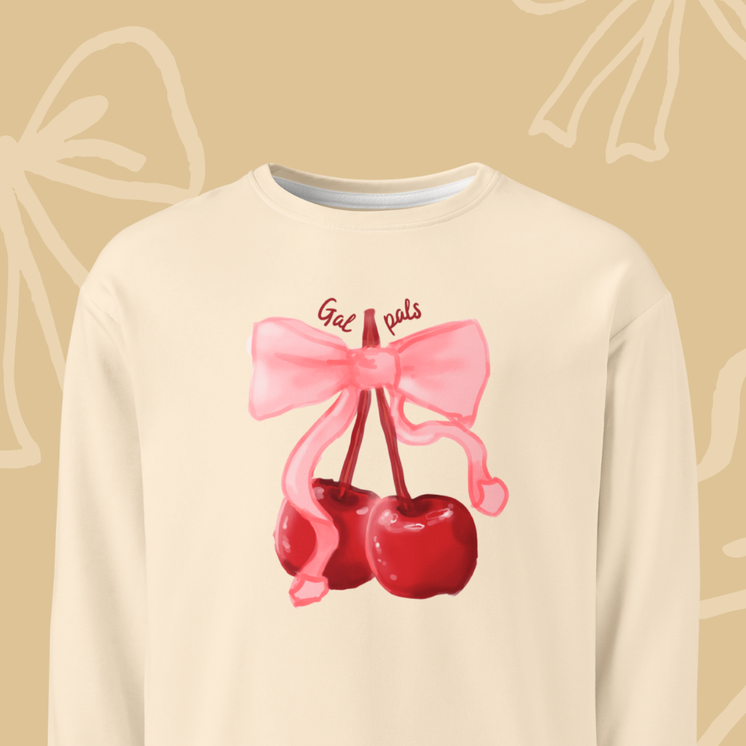 cherries. sweatshirt