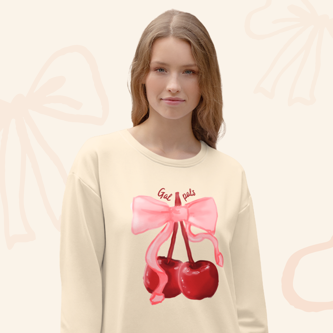 cherries. sweatshirt