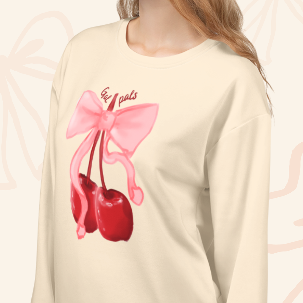 cherries. sweatshirt