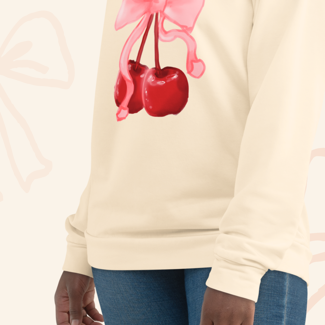 cherries. sweatshirt